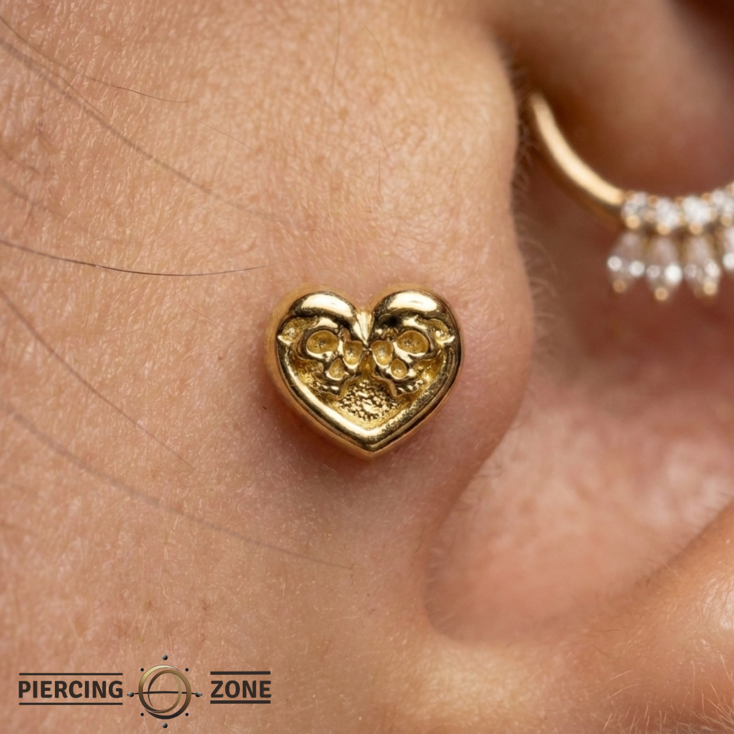 SkullHeart - 18K Gold Threadless End