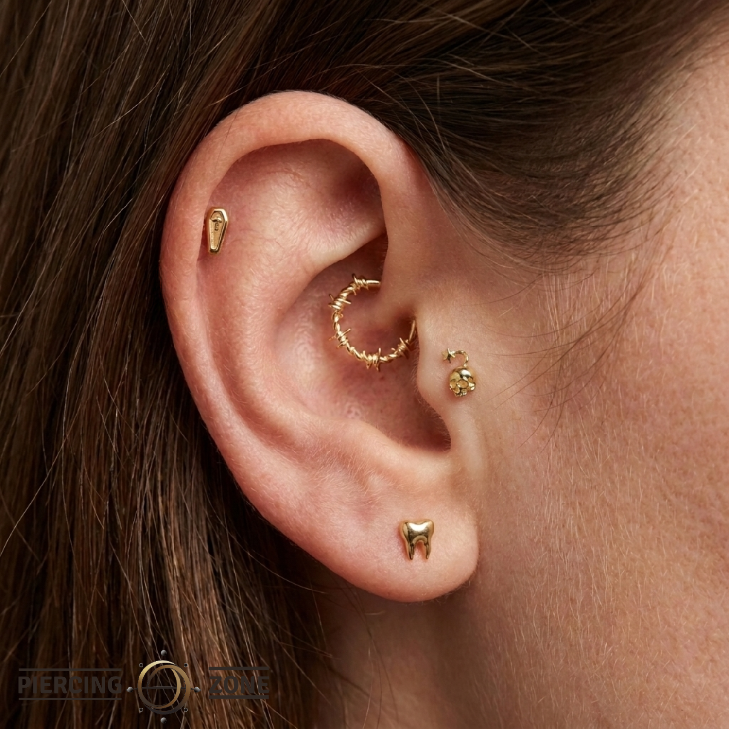 Skull Bomb - 18K Gold Threadless End