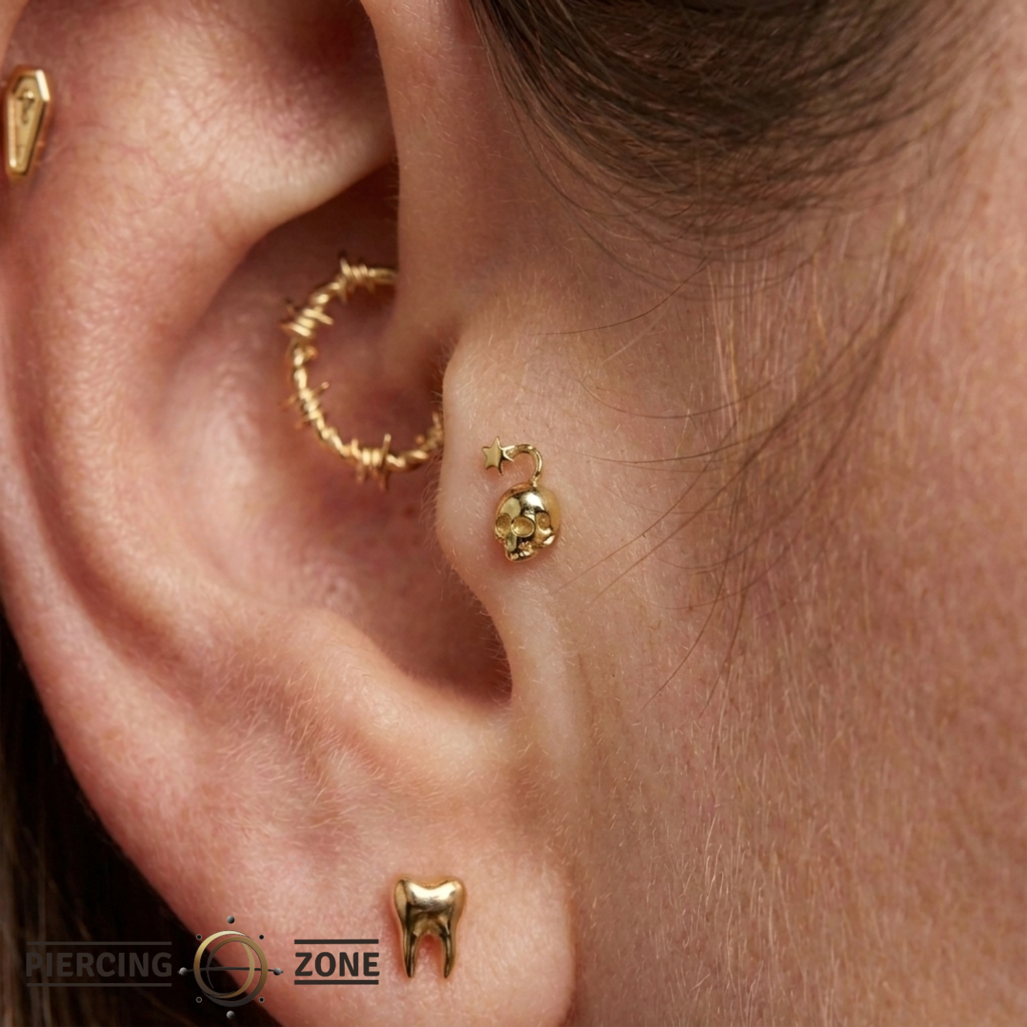 Skull Bomb - 18K Gold Threadless End