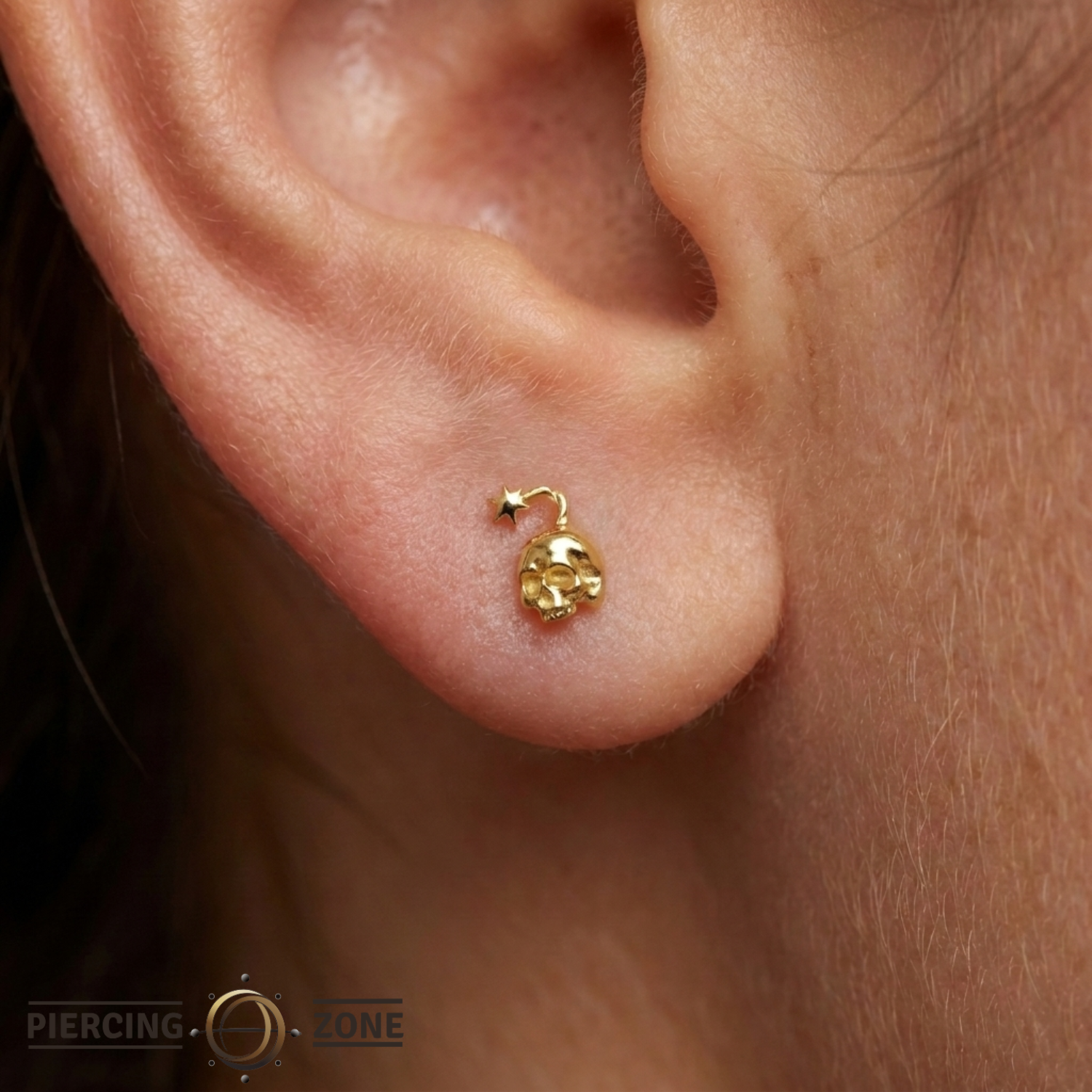 Skull Bomb - 18K Gold Threadless End