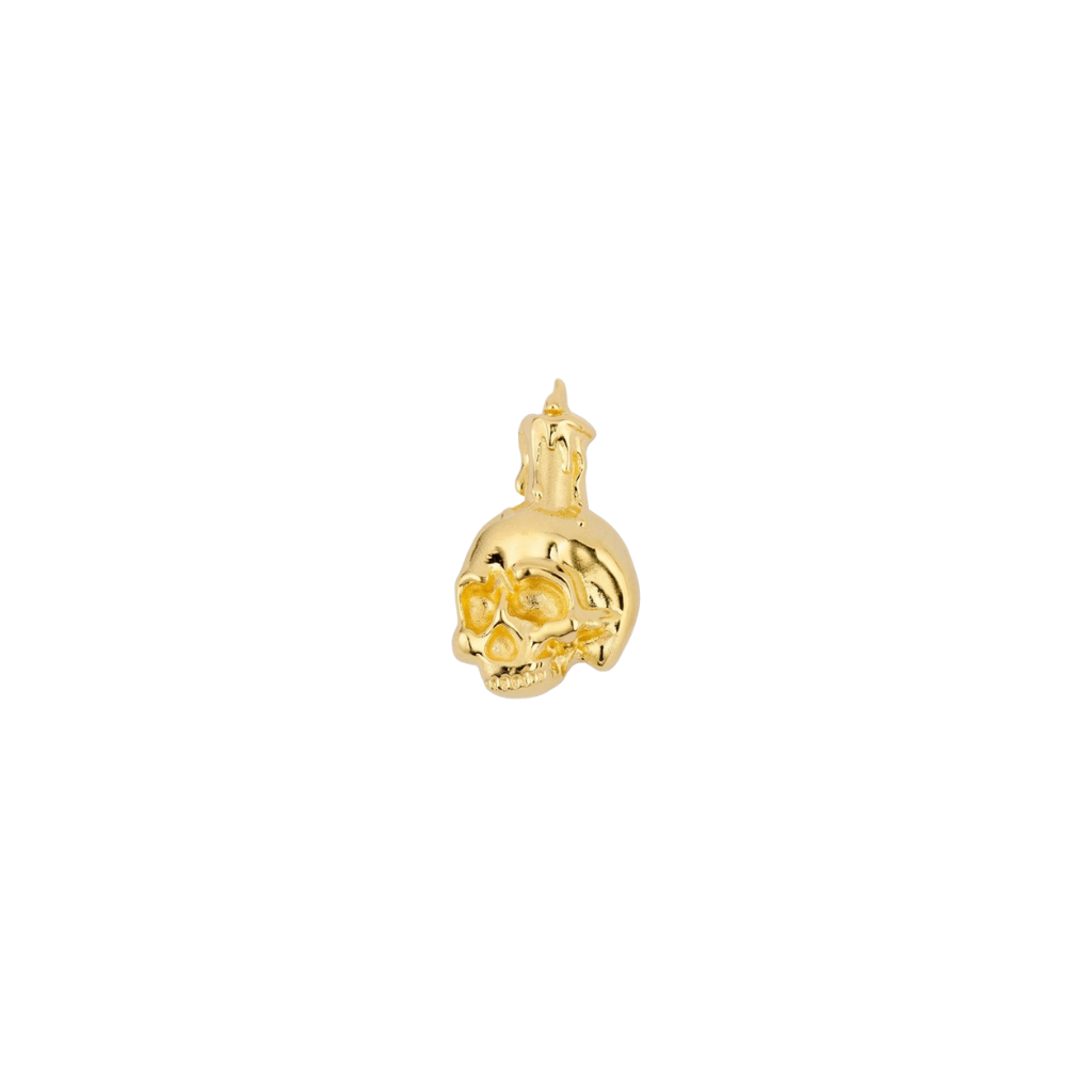 Skull Candle - 18K Gold Threadless/Threaded End - piercing - zone.com