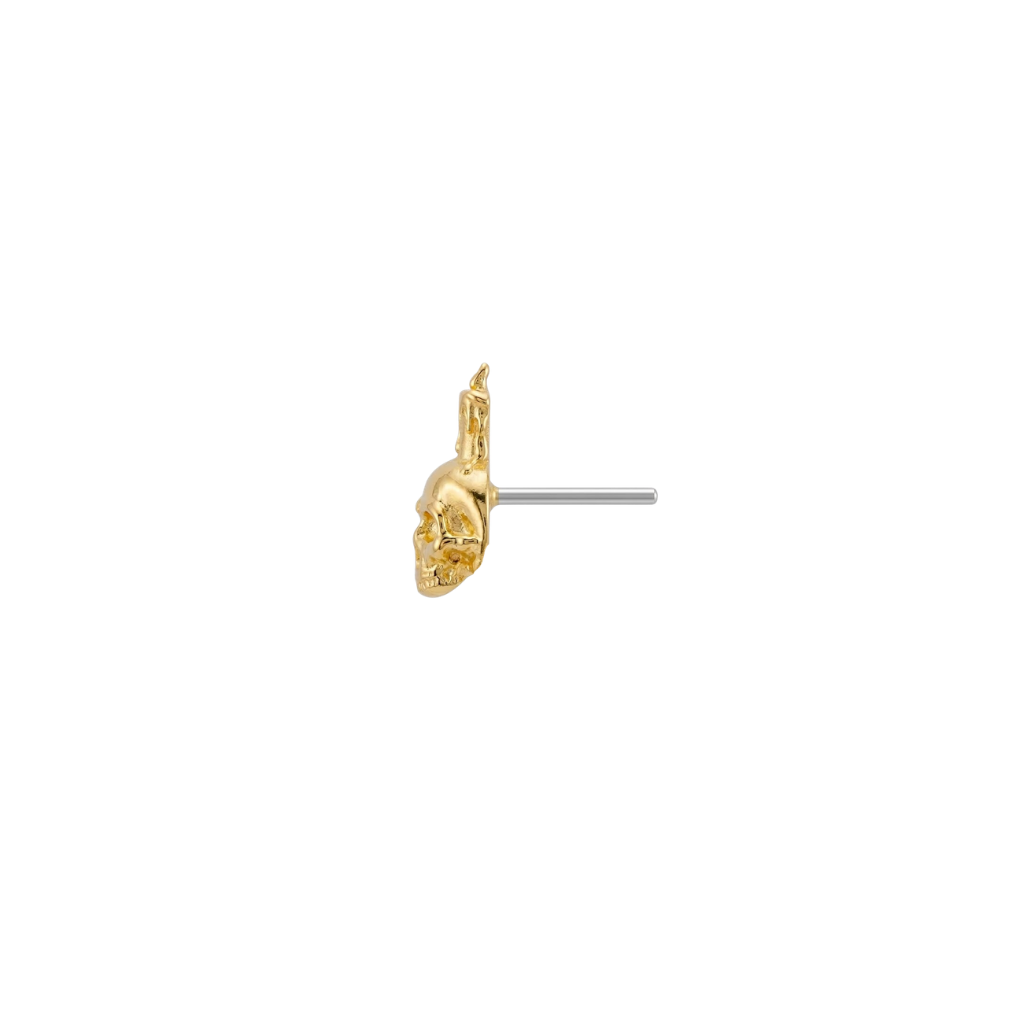Skull Candle - 18K Gold Threadless/Threaded End - piercing - zone.com