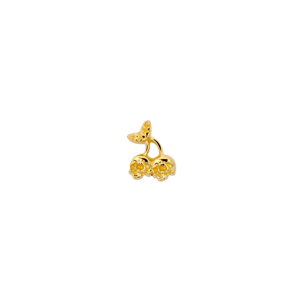 Skull Cherries - 18K Gold Threadless End - piercing - zone.com