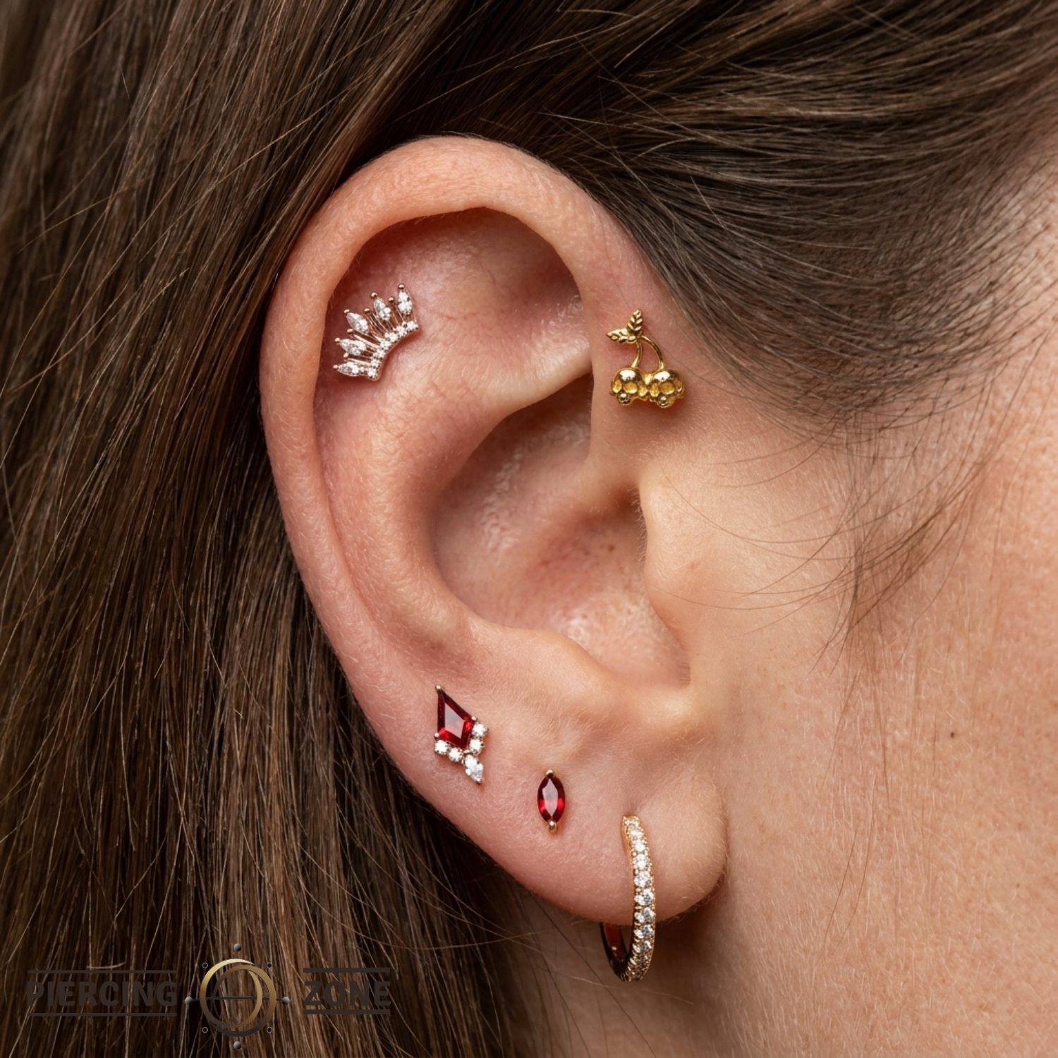 Skull Cherries - 18K Gold Threadless End