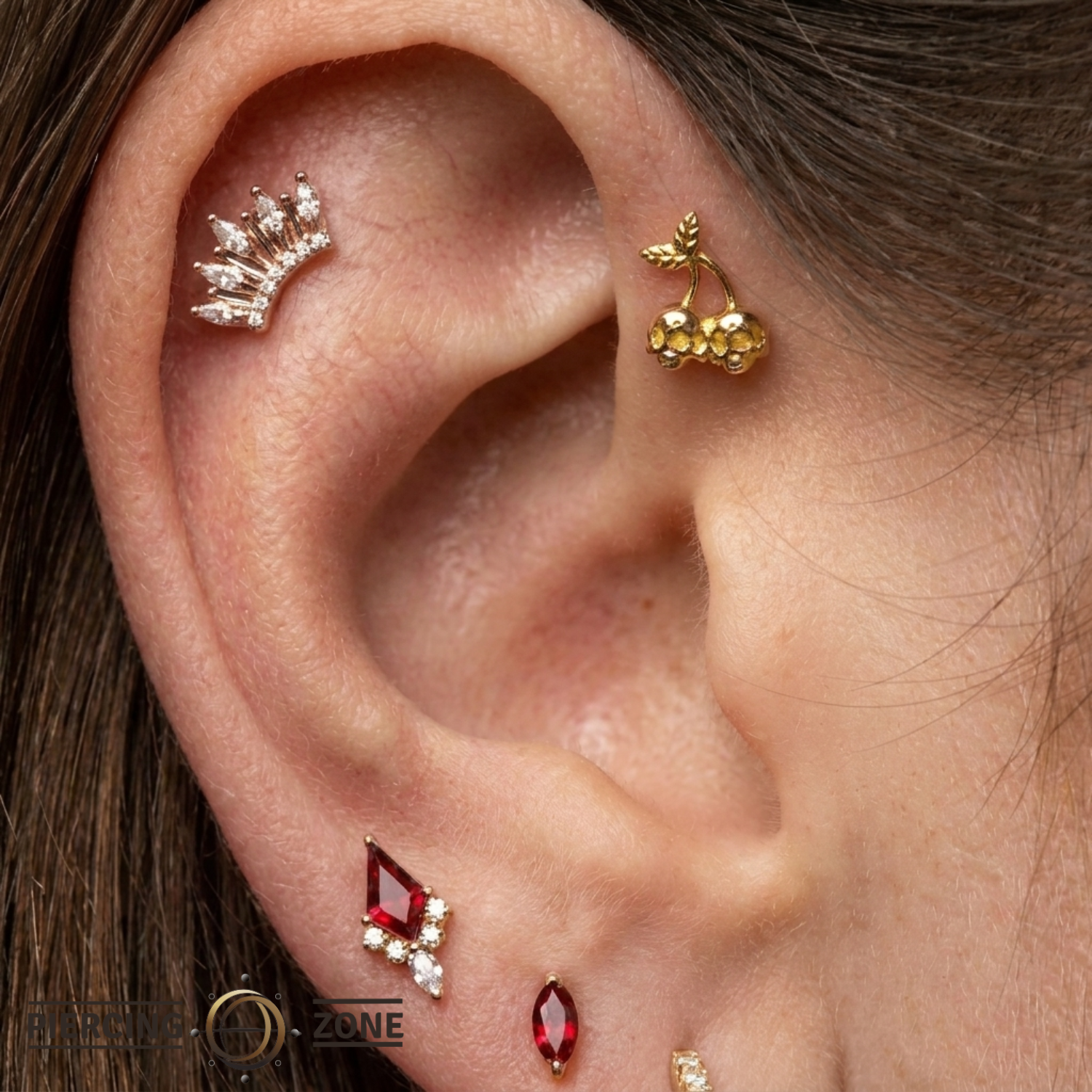 Skull Cherries - 18K Gold Threadless End