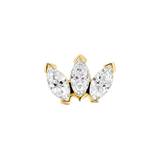 Small Marquise Fan End - 18K Gold Gem Threadless/Threaded End - piercing - zone.com
