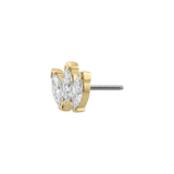 Small Marquise Fan End - 18K Gold Gem Threadless/Threaded End - piercing - zone.com