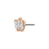 Small Marquise Fan End - 18K Gold Gem Threadless/Threaded End - piercing - zone.com