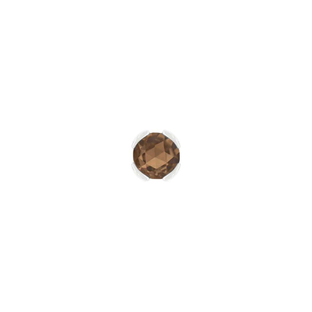 Smoky quartz threadless end in 14k gold demi bezel