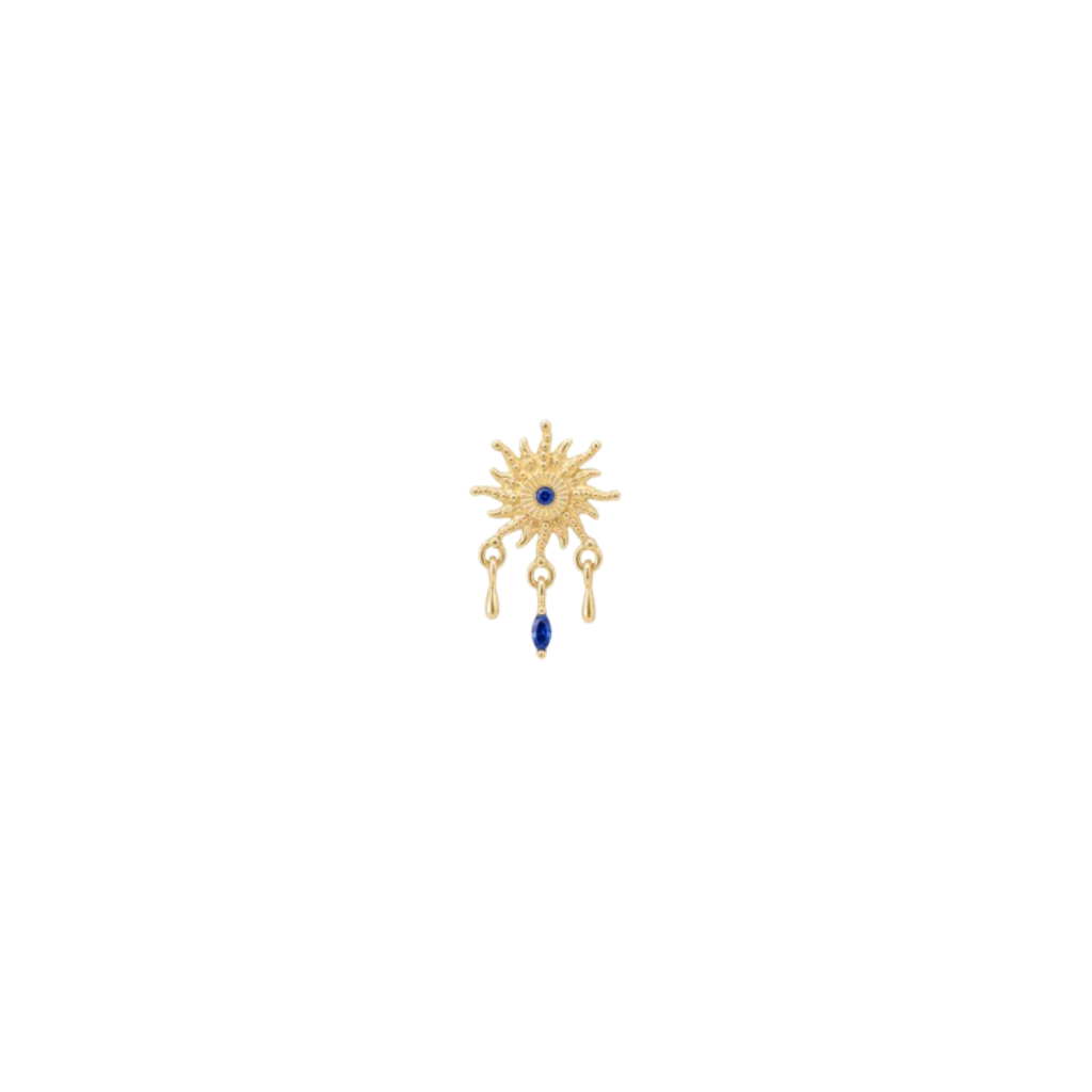 Soleil - 14K Gold Lab Blue Sapphire Threadless End - piercing - zone.com