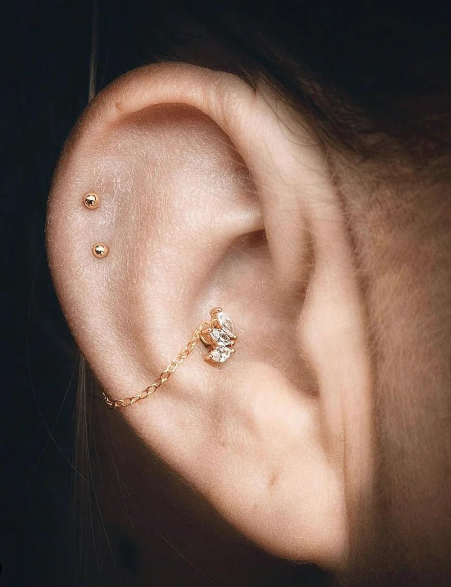 Solid Gold Bead – 14K Gold Minimalist Threadless End - piercing - zone.com