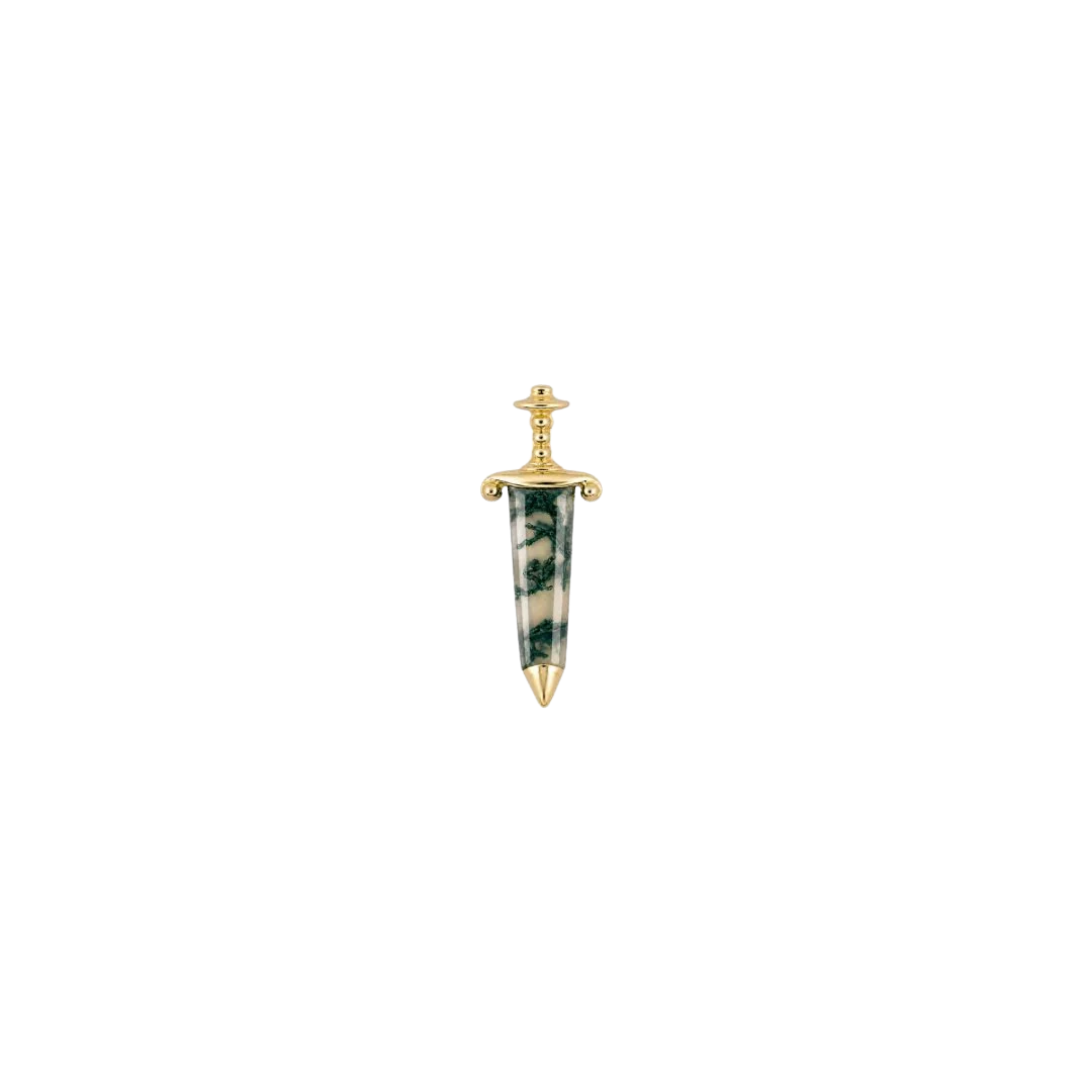 Spellbound Moss Agate – 14K Gold Threadless End - piercing-zone.com