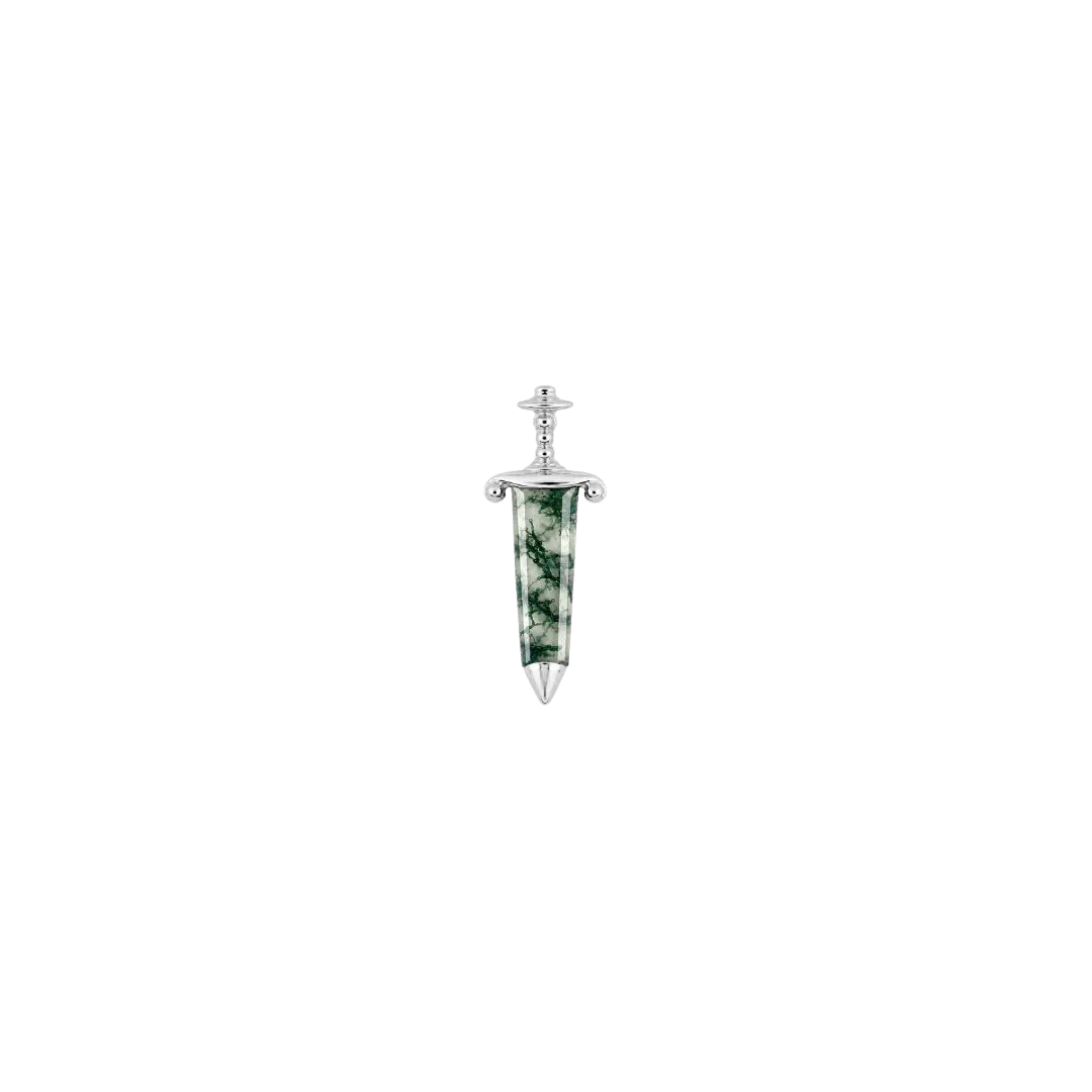Spellbound Moss Agate – 14K Gold Threadless End - piercing-zone.com