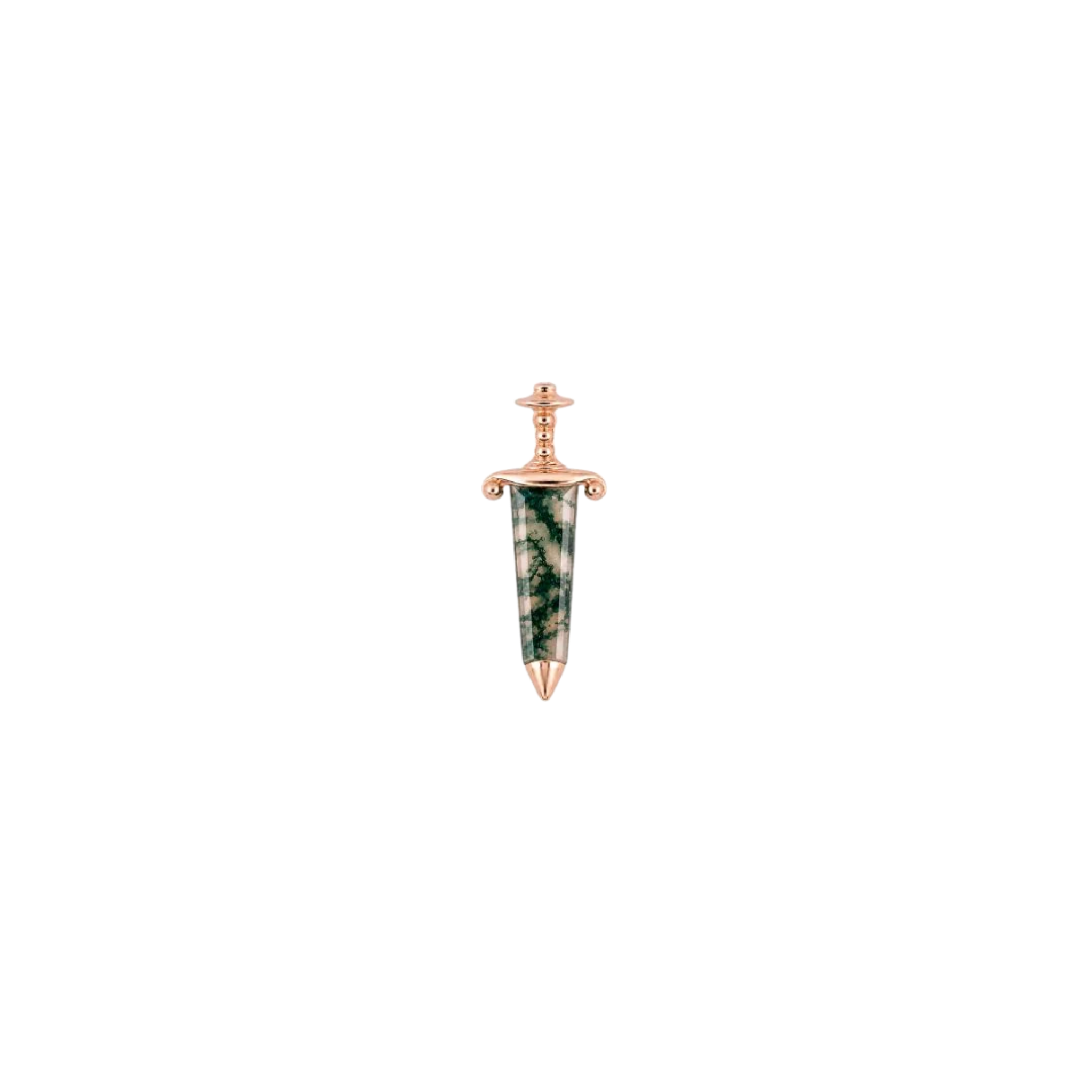 Spellbound Moss Agate – 14K Gold Threadless End - piercing-zone.com