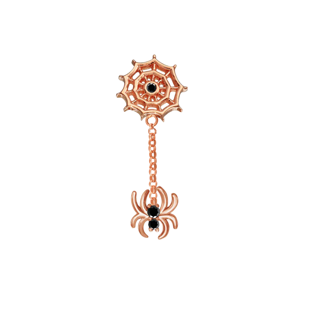 Spider Lace Dangle – 14K Gold Chain & Gemstone Threadless End
