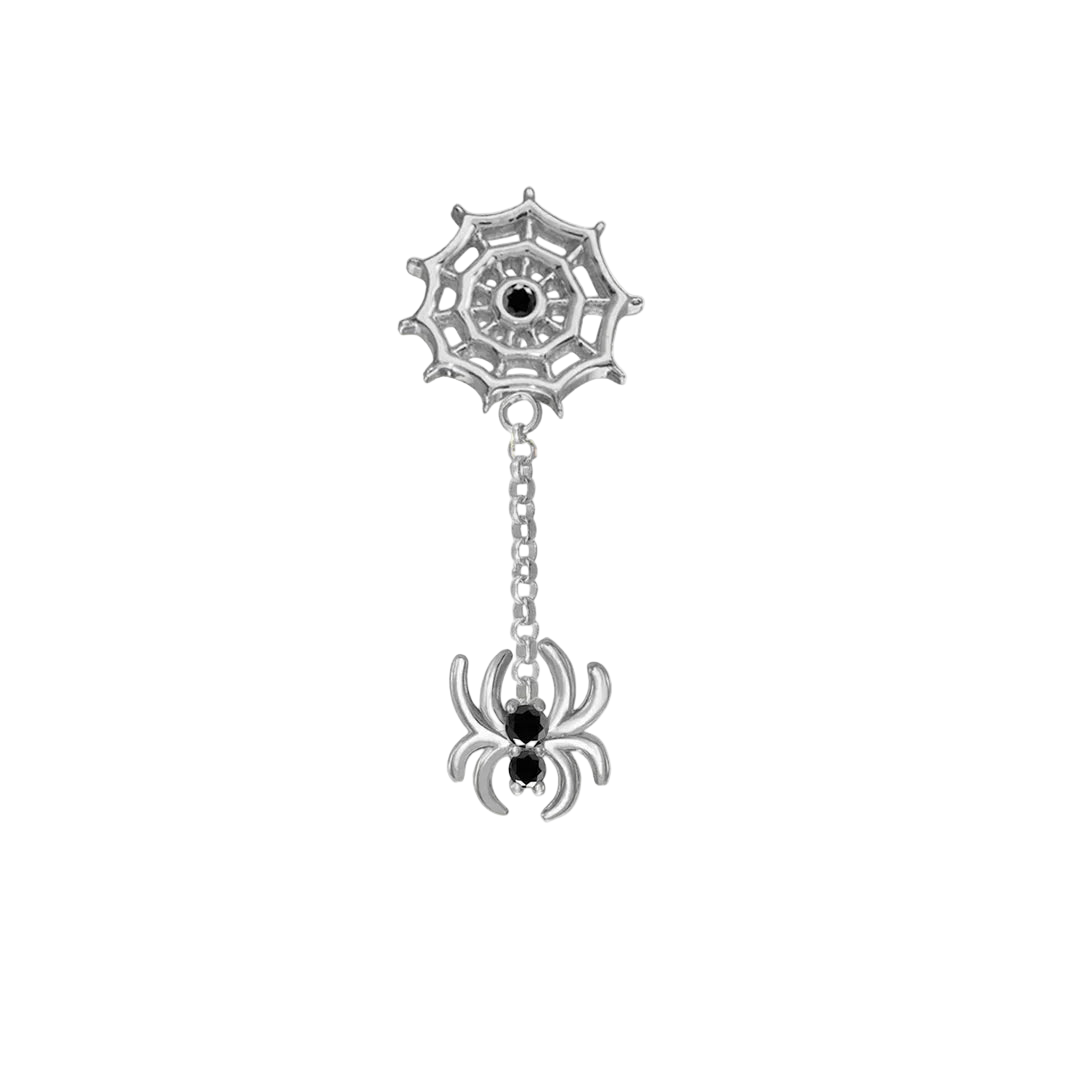 Spider Lace Dangle – 14K Gold Chain & Gemstone Threadless End