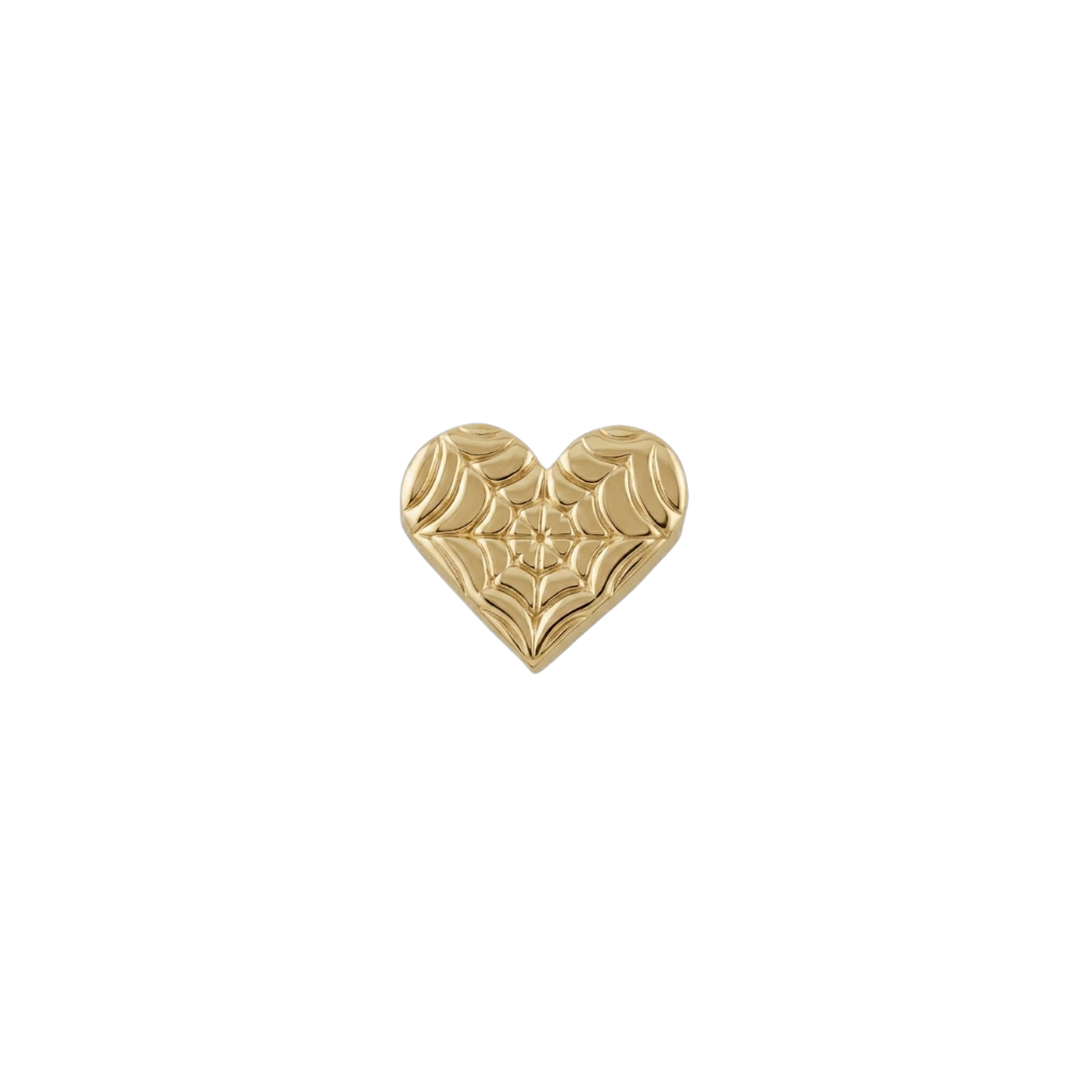 Spider Web Heart - 18K Gold Threadless/Threaded End - piercing - zone.com