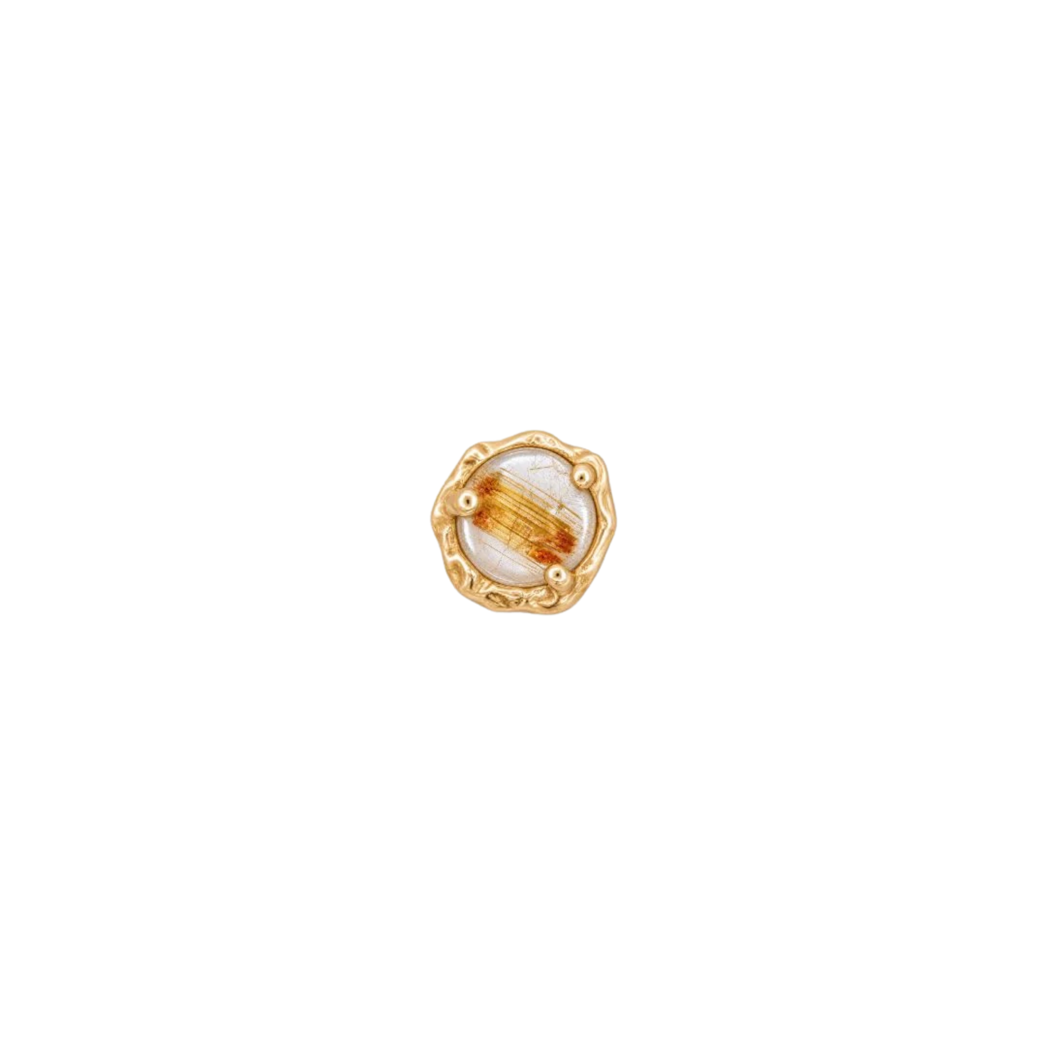 Spirit Rutilated Quartz – 14K Gold Threadless End - piercing-zone.com