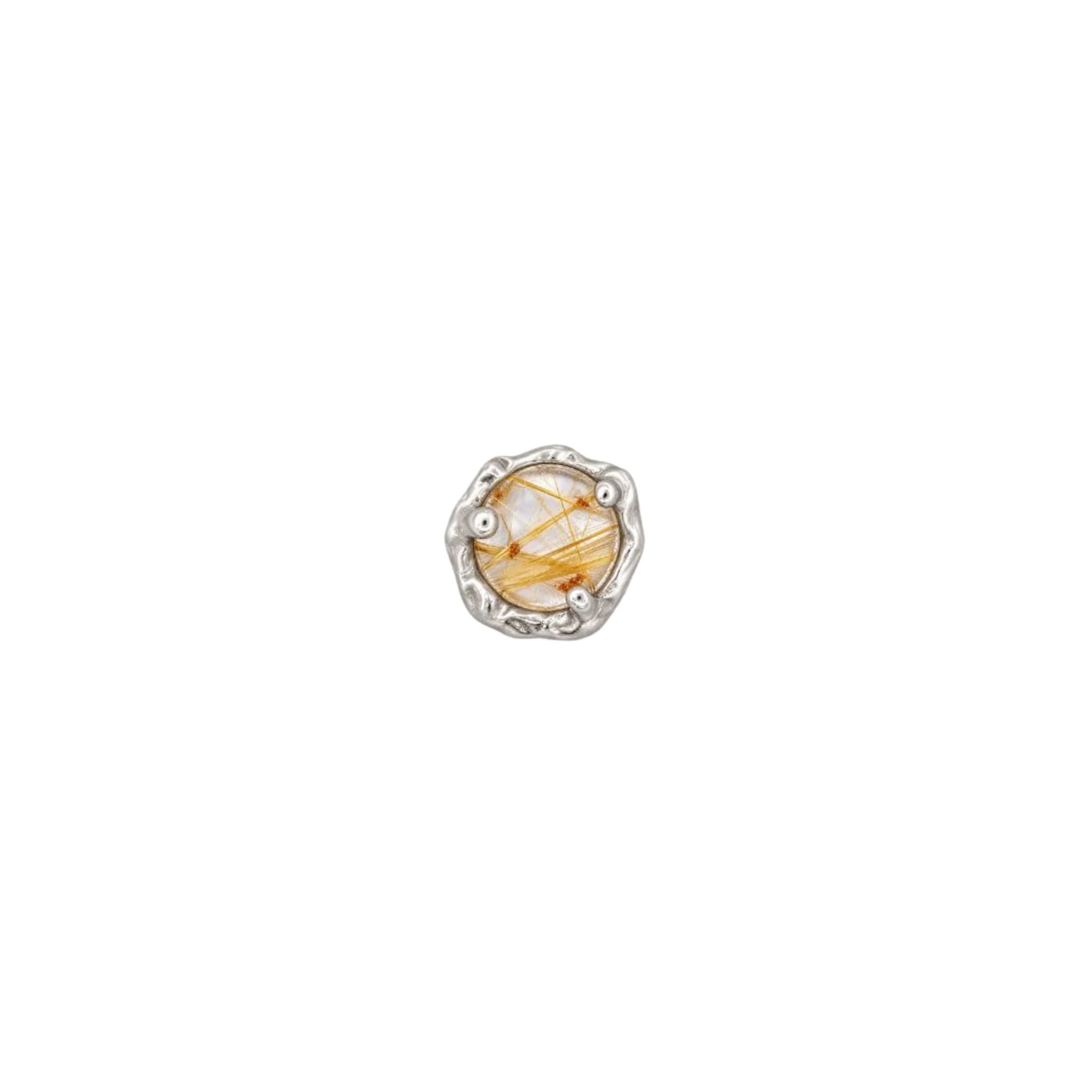 Spirit Rutilated Quartz – 14K Gold Threadless End - piercing-zone.com