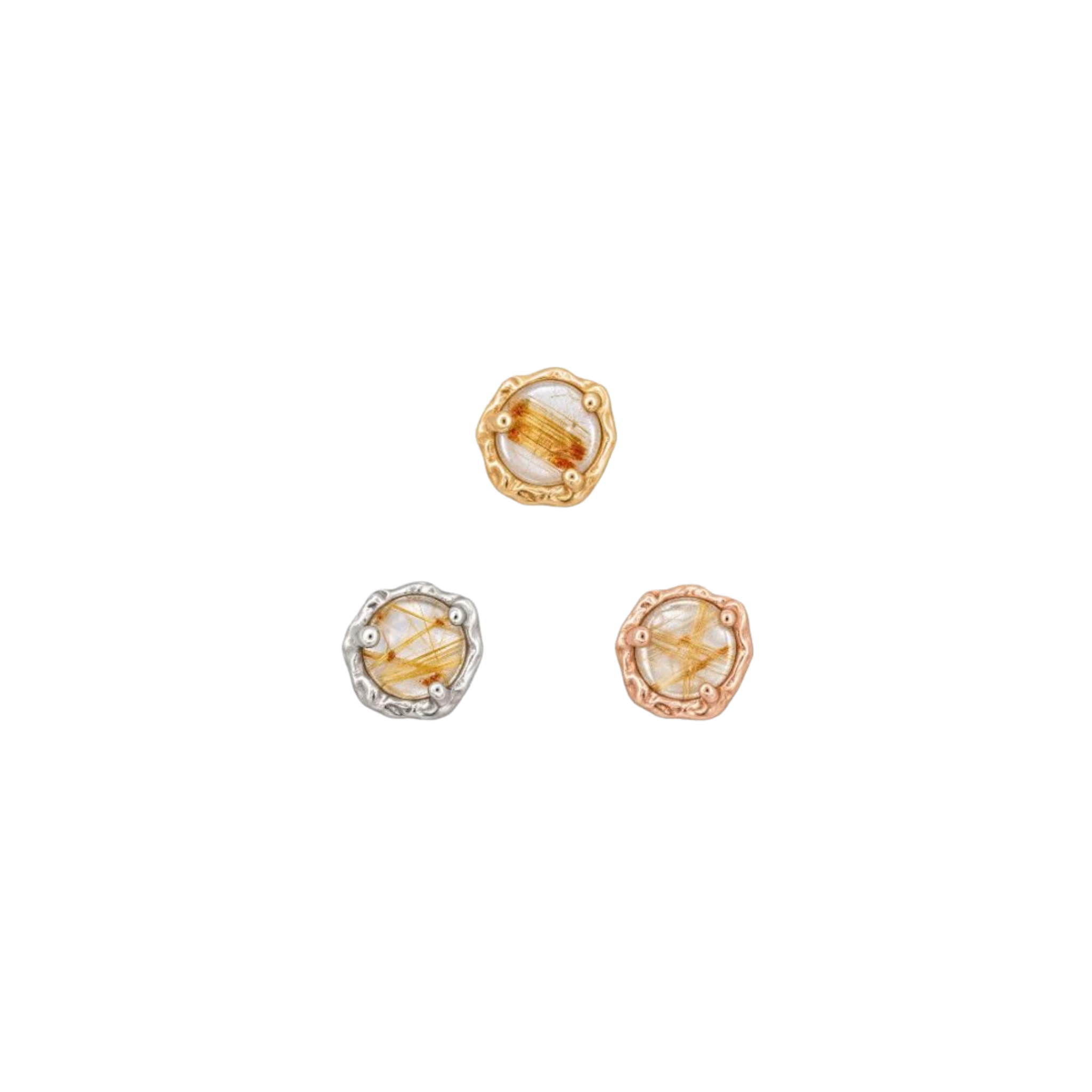 Spirit Rutilated Quartz – 14K Gold Threadless End - piercing-zone.com