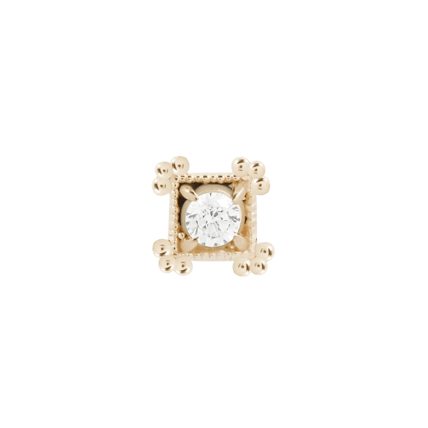 Luxury piercing end with 14K yellow gold and central diamond