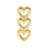 Stacked Hearts 14K Gold Threadless End – 3 Hearts Front View