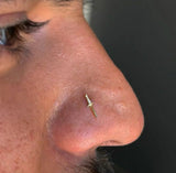 Staring Daggers 14K Gold Carved Threadless End – Front View