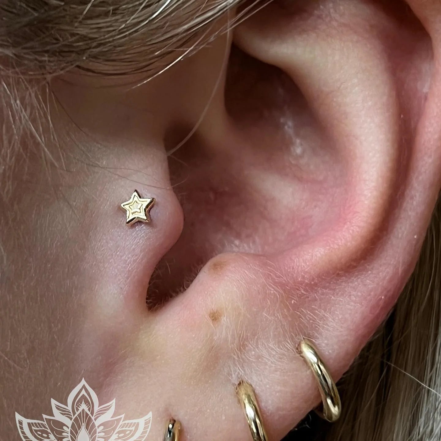 Starstruck Jewelry in Yellow Gold – Close-Up Showing Engraving

