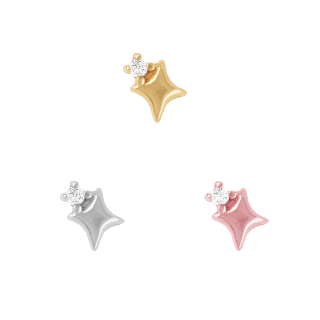 Star Stuff – 14K Gold Diamond Threadless End