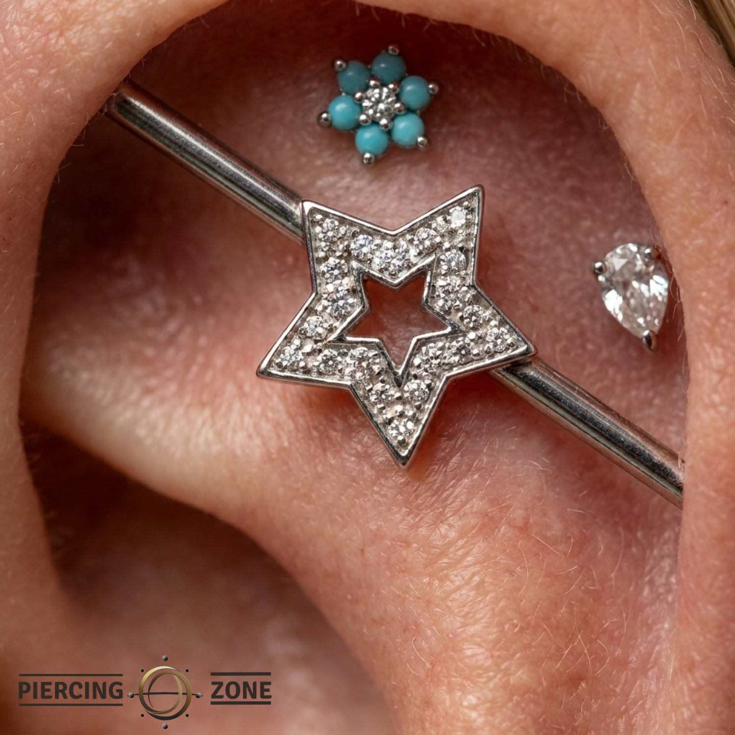 Stellar Frame - 14K Gold Star Straight Barbell