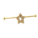 Stellar Frame - 14K Gold Star Straight Barbell - piercing - zone.com