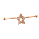 Stellar Frame - 14K Gold Star Straight Barbell - piercing - zone.com