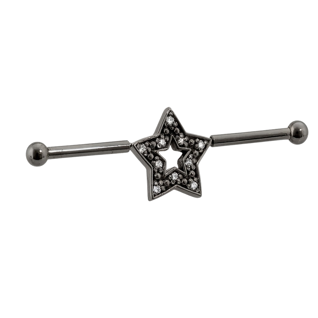 Stellar Frame - 14K Gold Star Straight Barbell - piercing - zone.com