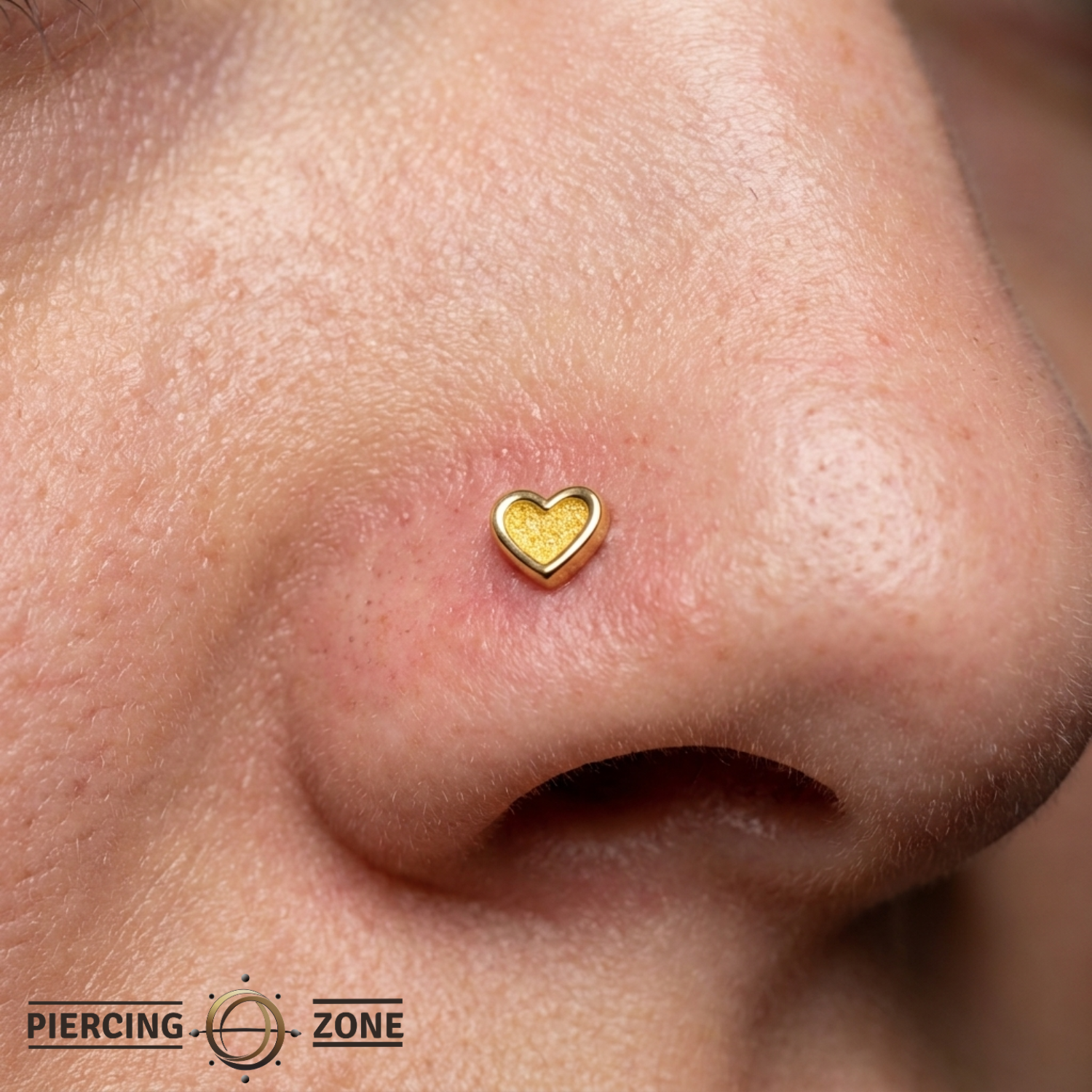 Stippled Heart Frame - 18K Gold Threadless/Threaded End