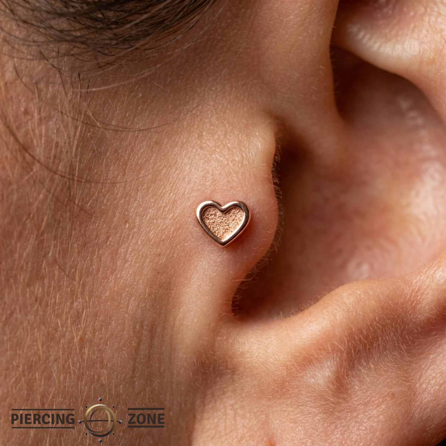 Stippled Heart Frame - 18K Gold Threadless/Threaded End