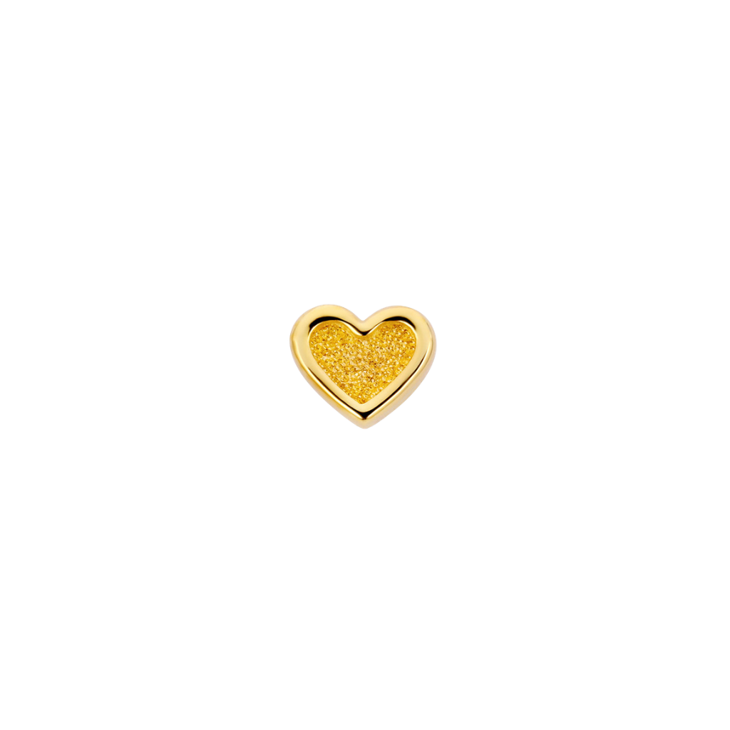 Stippled Heart Frame - 18K Gold Threadless/Threaded End - piercing - zone.com