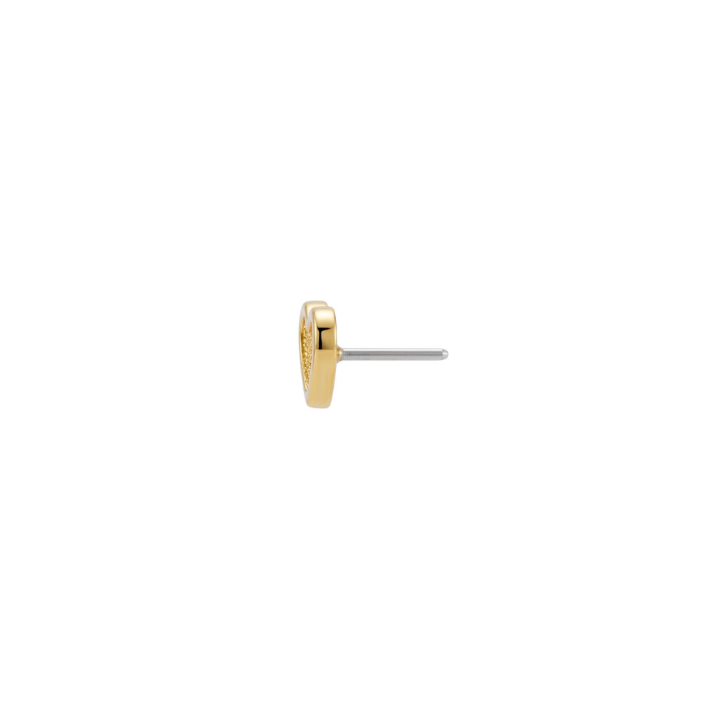 Stippled Heart Frame - 18K Gold Threadless/Threaded End - piercing - zone.com