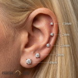 Swarovski CZ Prong – Classic Sparkle – 14K Gold Threadless End