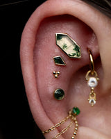 Unice II – 14K Gold & Moss Agate Threadless End