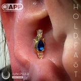 Augusta – 14K Gold Blue CZ Threadless End