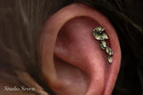 Agatha – 14K Gold Moss Agate Threadless End