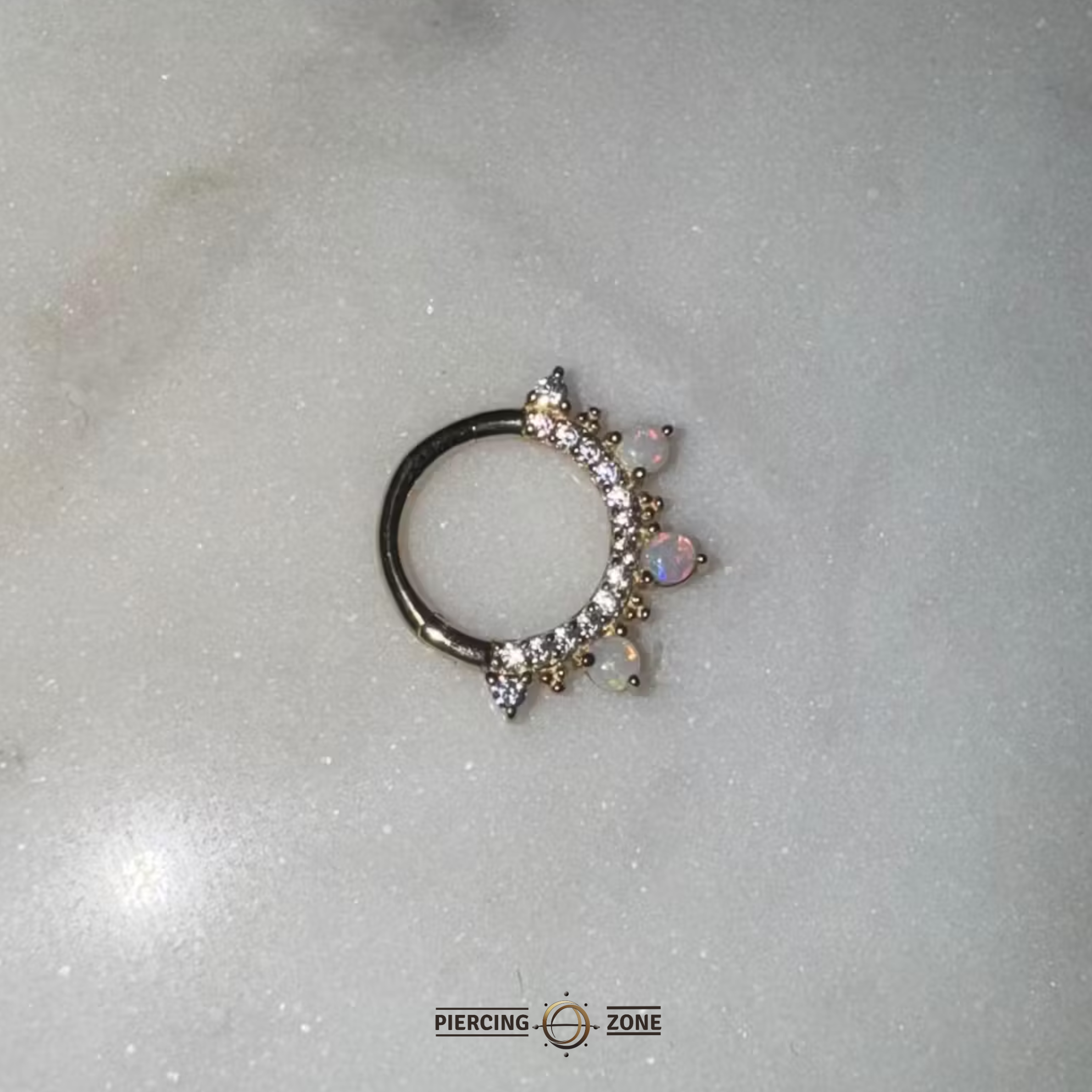 Gigi – Opal & Swarovski Beaded – 14K Gold Clicker Ring