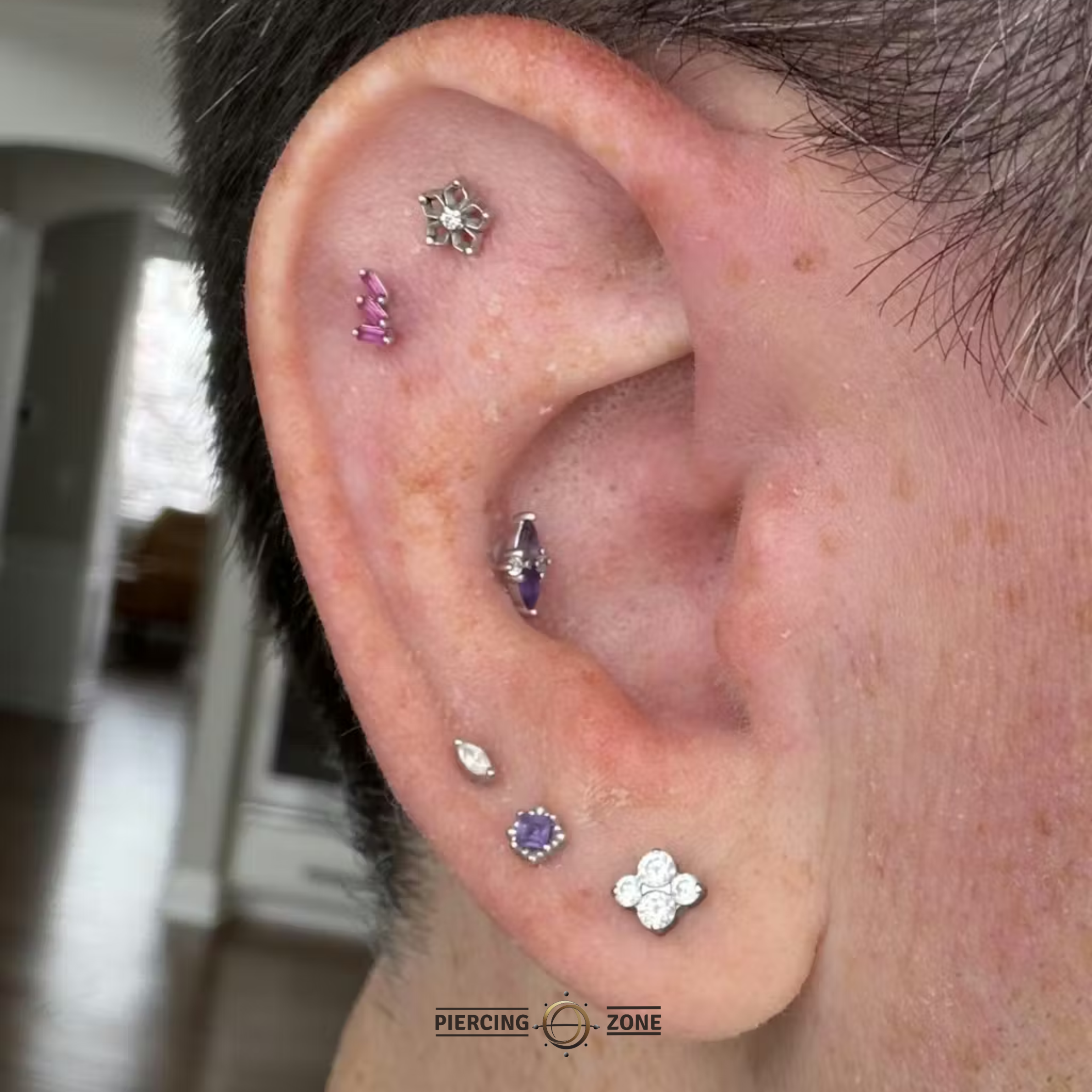 Staxx – Pink Sapphire Cascade – 14K Gold Threadless End