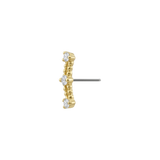 Three Gem Bar - 18K Gold Threadless/Threaded End - piercing - zone.com