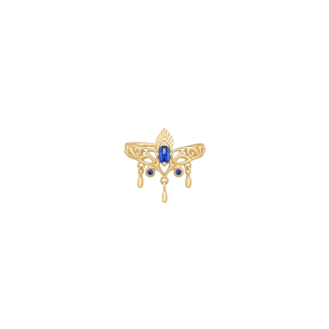 Trésor Cuff - 14K Gold Lab Blue Sapphire Ear Cuff - piercing - zone.com