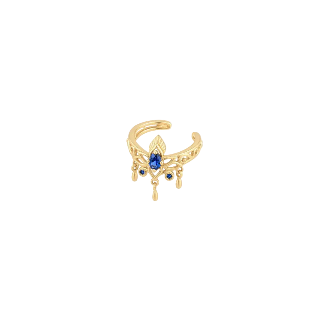 Trésor Cuff - 14K Gold Lab Blue Sapphire Ear Cuff - piercing - zone.com