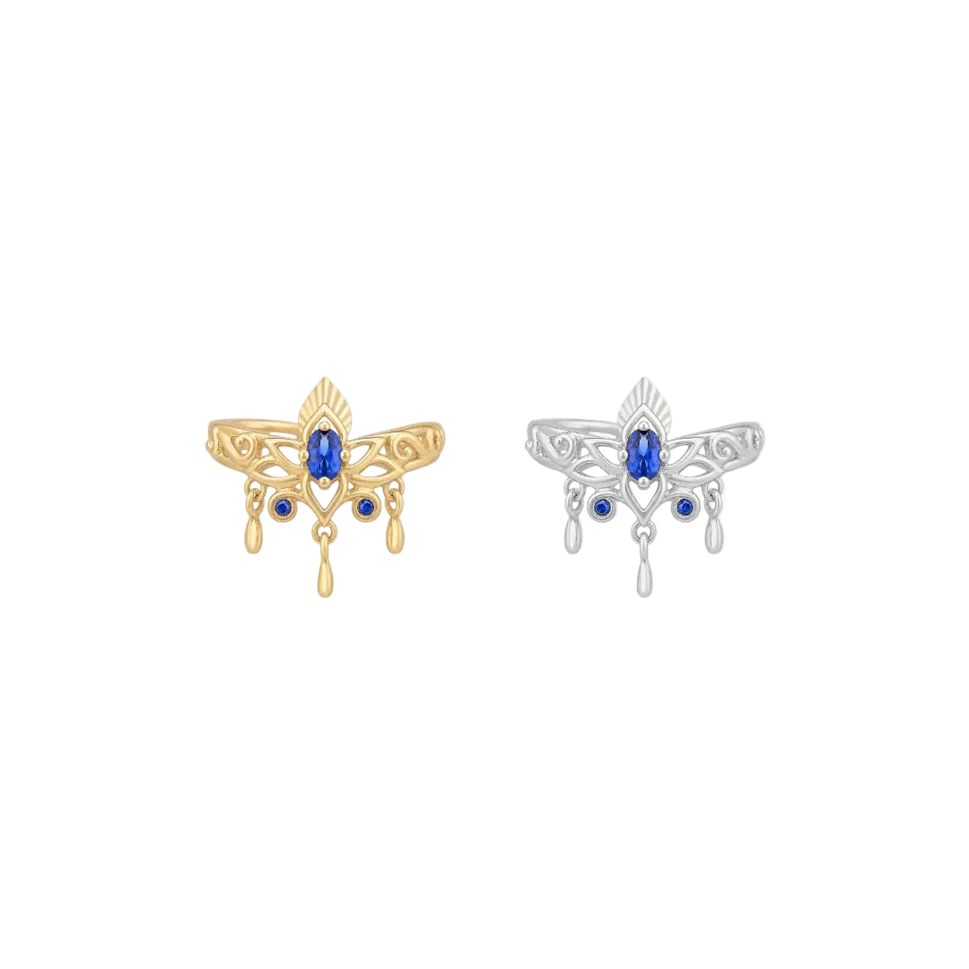 Trésor Cuff - 14K Gold Lab Blue Sapphire Ear Cuff - piercing - zone.com