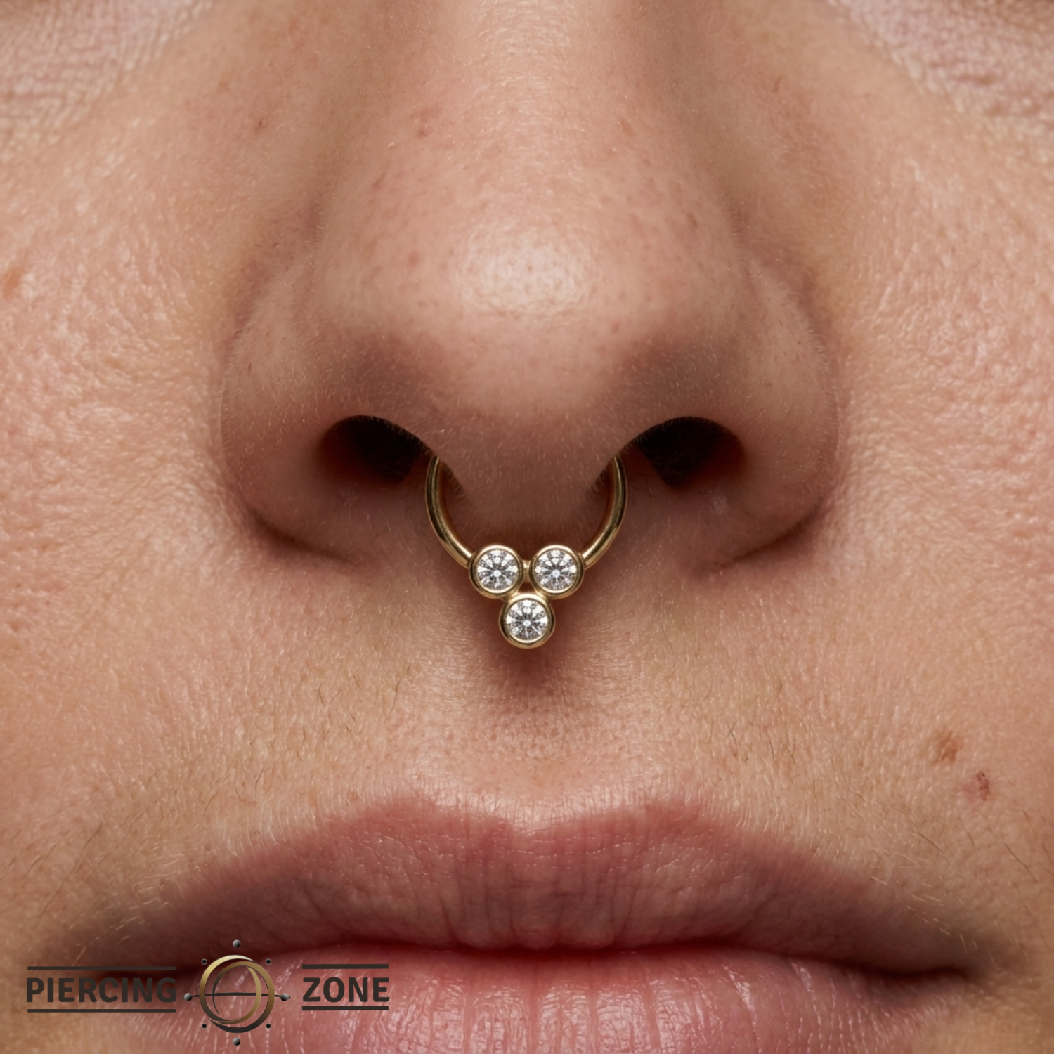 Tri Bezel - 14K Gold 3 Stone Fixed Bead Ring