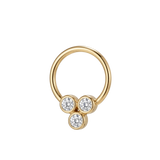 Tri Bezel - 14K Gold 3 Stone Fixed Bead Ring - piercing - zone.com