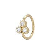 Tri Bezel - 14K Gold 3 Stone Fixed Bead Ring - piercing - zone.com